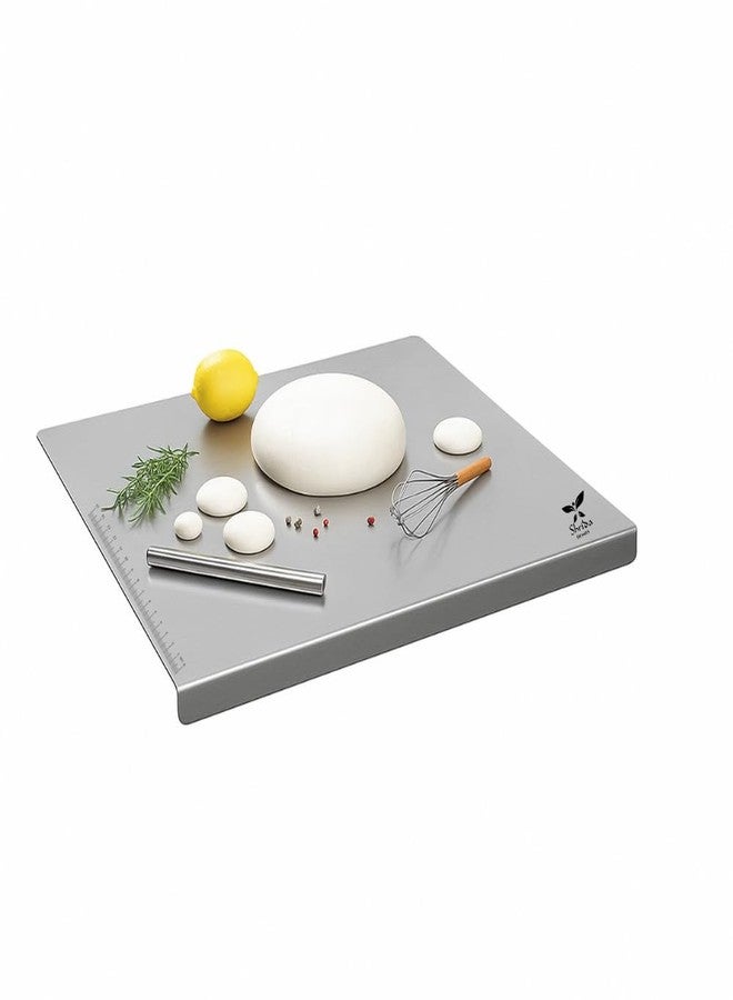 Shrida Large Stainless Steel Cutting Board 31x41 cm, Heavy-Duty, Rust-Free & Hygienic Chopping Board, Food-Grade Metal Board for Cutting Meat, Vegetables & Fruits, Easy to Clean & Durable - Image 2